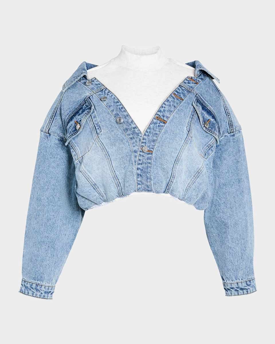 Caroline Cropped Mixed-Media Jacket